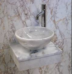 Naturstein Waschbecken Modell Cuba Marmor Carrara-weiß