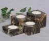 4er Teelichter-Set Marmor Black-Golden